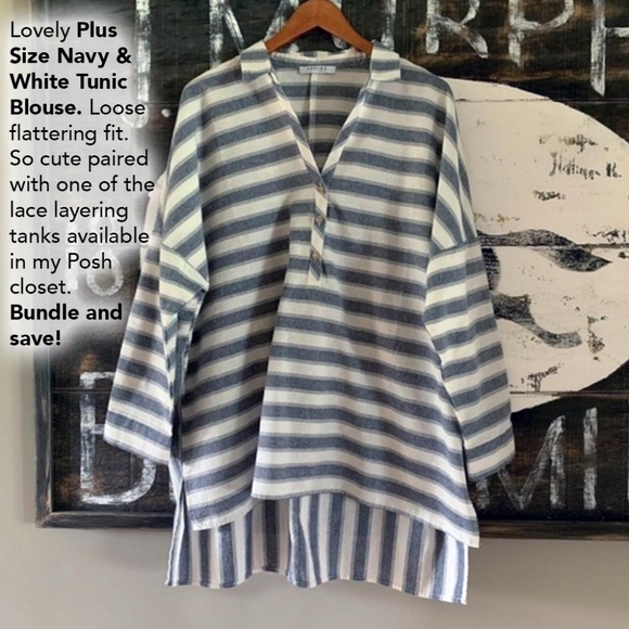 Plus Size Striped Tunic Blouse 🎉2× HOST PICK🎉 - Picture 2 of 10